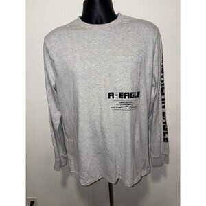 American Eagle Men M Medium Graphic long sleeve T Shirt Grey cotton